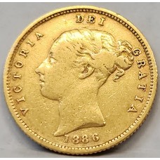 AUSTRALIA 1886 . HALF 1/2 SOVEREIGN . MELBOURNE . GOLD